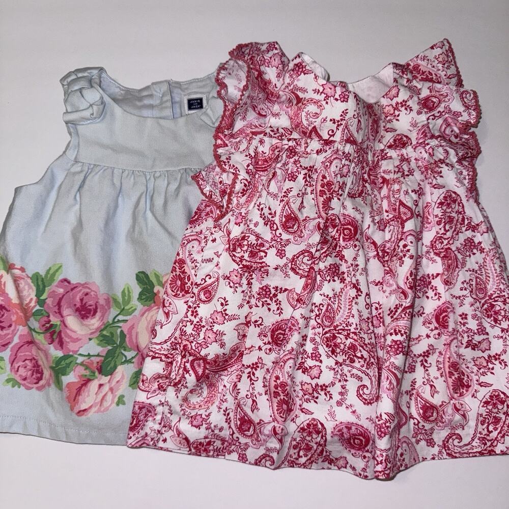 Janie and Jack Baby Newborn-3mos Dress Bundle Cotton Floral Designer